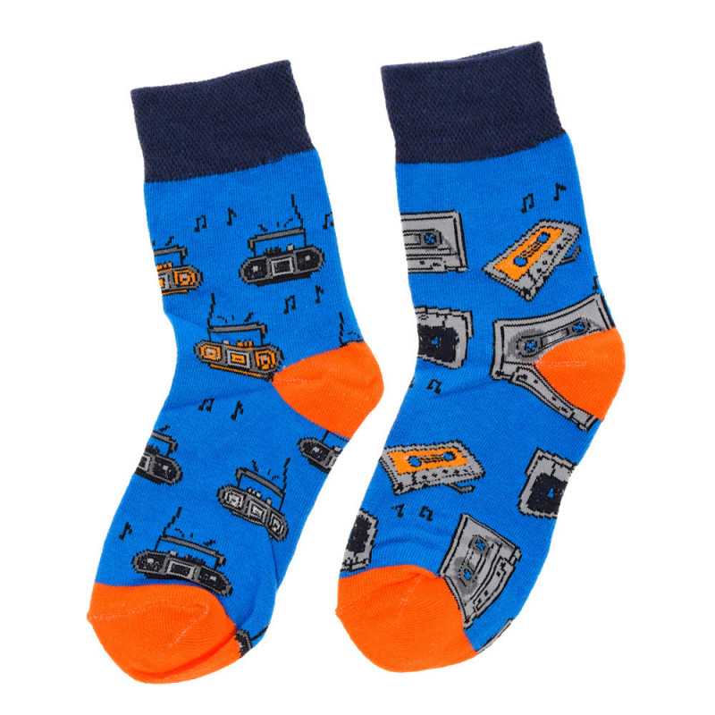 Чорапи с цветен принт сини за момче  125016