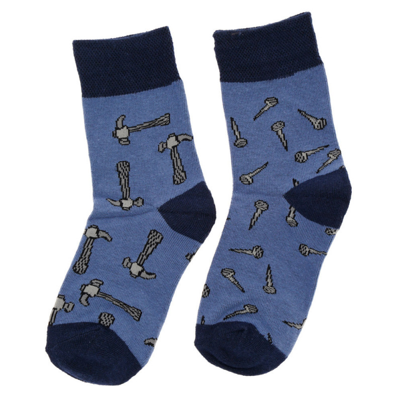 Чорапи с принт на инструменти за момче сини  125018