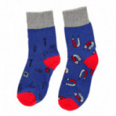 Чорапи с червени акценти и принт за момче сини YO! 125026 