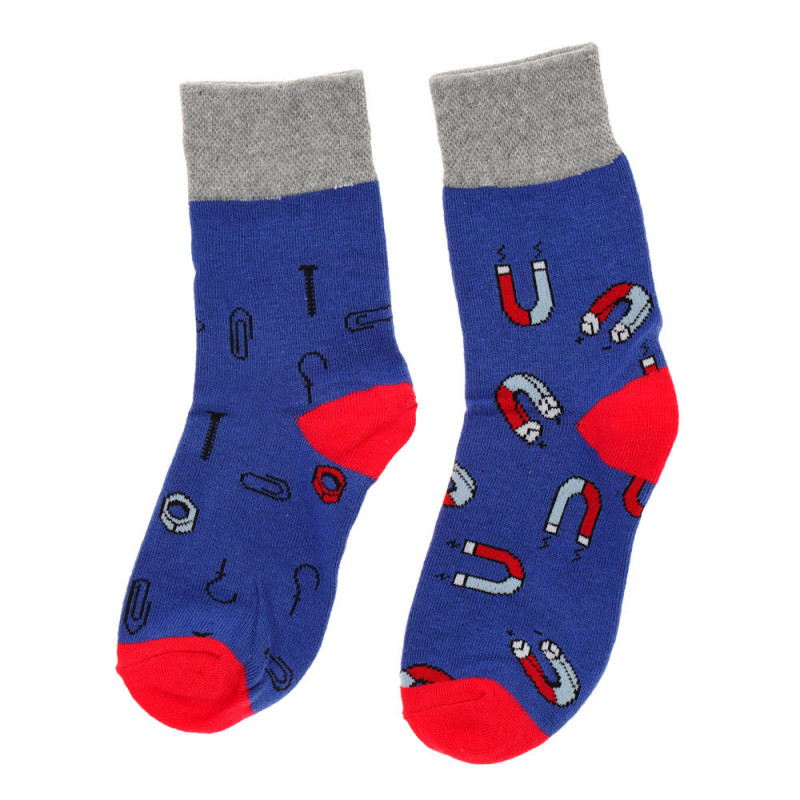 Чорапи с червени акценти и принт за момче сини  125026