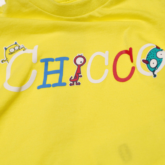 Блуза с къс ръкави и цветен надпис за момче жълта Chicco 126695 3