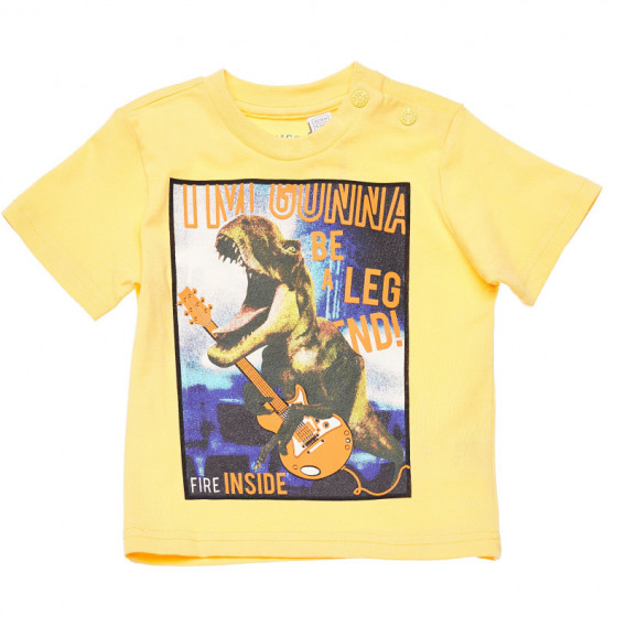 Тениска с щампа за момче жълта Chicco 126697 