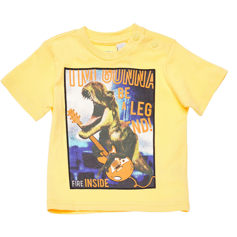 Тениска с щампа за момче жълта  126697