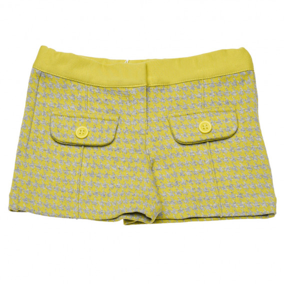 Къс панталон с декоративни джобчета за момиче в сиво и жълто Chicco 126701 