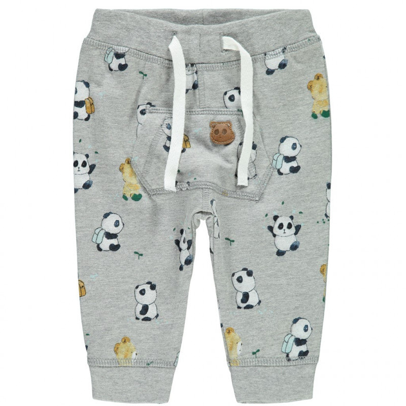 Панталон за бебе с принт на панди сив  127807