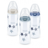 Полипропиленово шише за хранене Blue stars, с биберон M, 0-6 месеца, 300 мл, цвят: син NUK 12789 