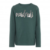 Блуза от органичен памук с надпис Vendredi за момиче зелена Name it 127985 