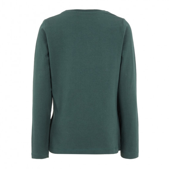 Блуза от органичен памук с надпис Vendredi за момиче зелена Name it 127986 2