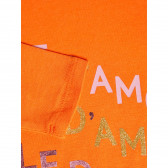 Блуза от органичен памук с надпис Folle d'amour за момиче оранжева Name it 127996 3