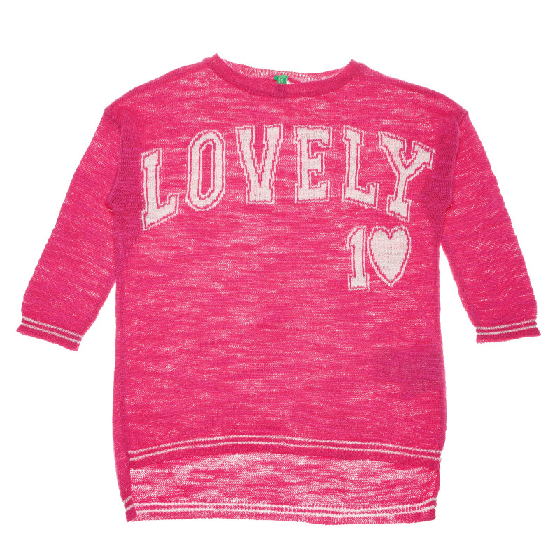 Пуловер с къс ръкав за момиче розов  130216