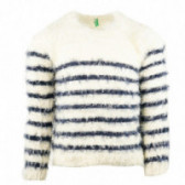 Плетен пуловер за момиче бял Benetton 130324 