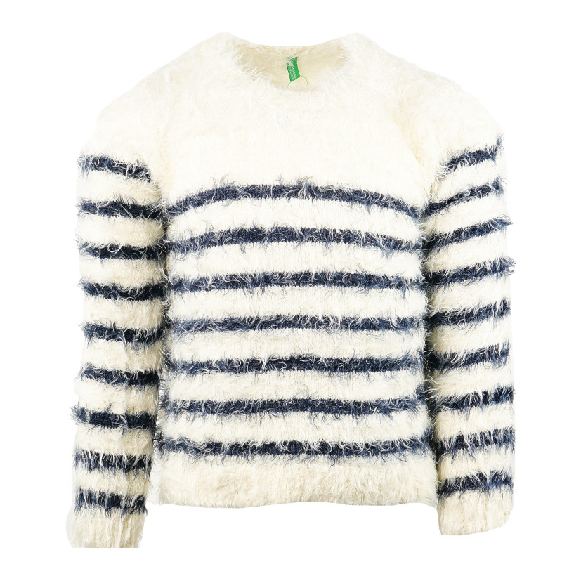 Плетен пуловер за момиче бял  130324