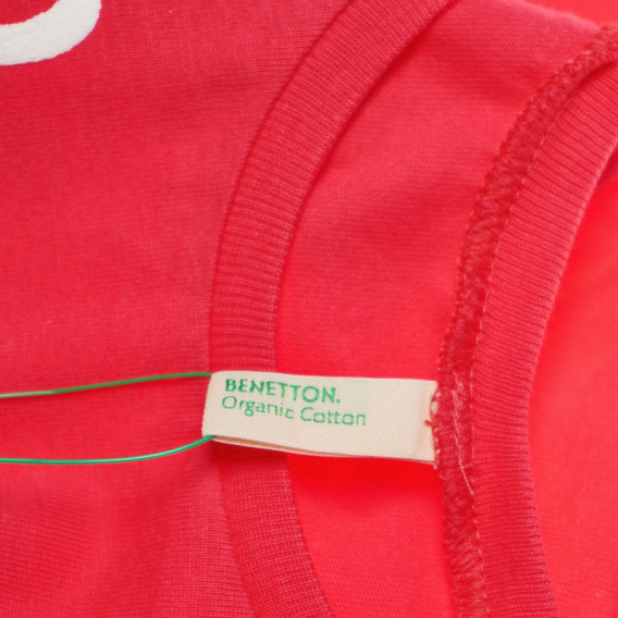 Памучна тениска за момиче розова Benetton 130445 3