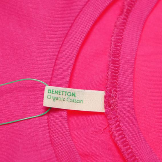 Памучна тениска за момиче розова Benetton 130472 4