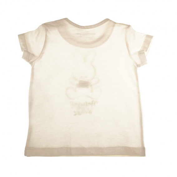 Памучна тениска за бебе бежова Benetton 130629 