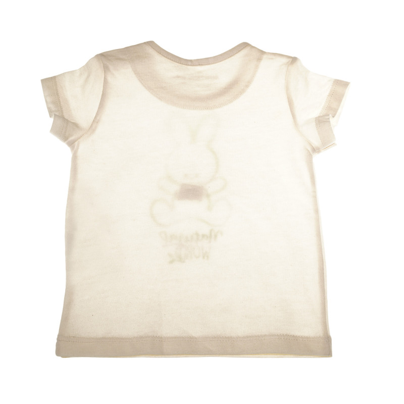 Памучна тениска за бебе бежова  130629