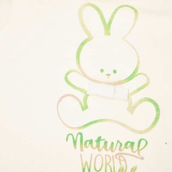 Памучна тениска за бебе бежова Benetton 130630 2