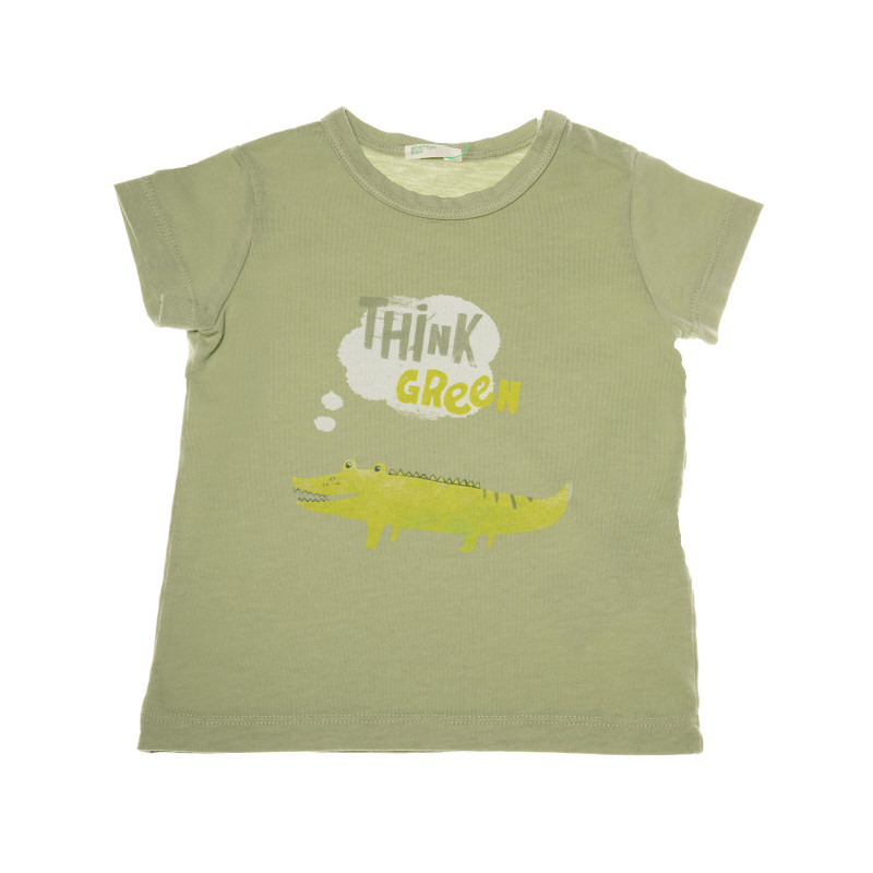 Памучна тениска за бебе за момче зелена  130632