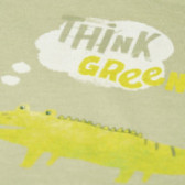 Памучна тениска за бебе за момче зелена Benetton 130634 3