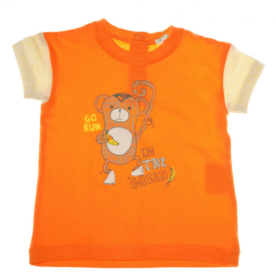 Памучна тениска за бебе оранжева Benetton 130638 