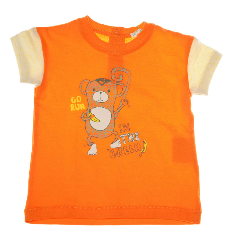 Памучна тениска за бебе оранжева  130638