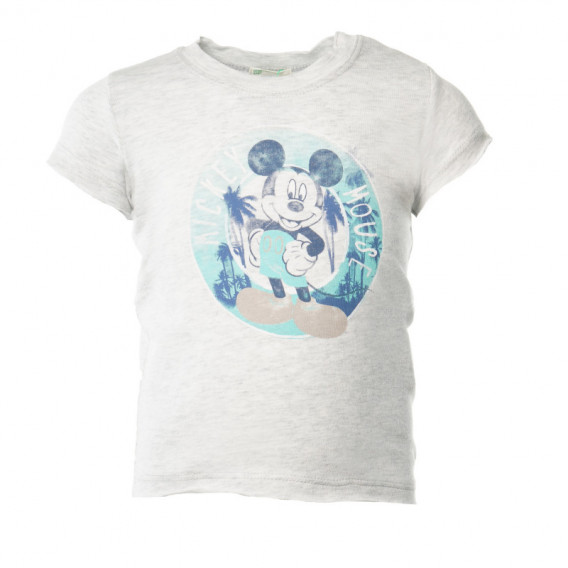 Памучна тениска за бебе за момче сива Benetton 130653 