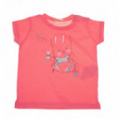 Памучна тениска за бебе за момиче розова Benetton 130656 