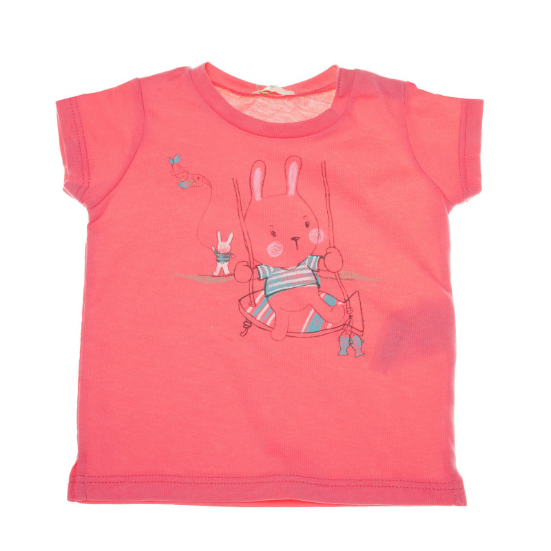 Памучна тениска за бебе за момиче розова  130656