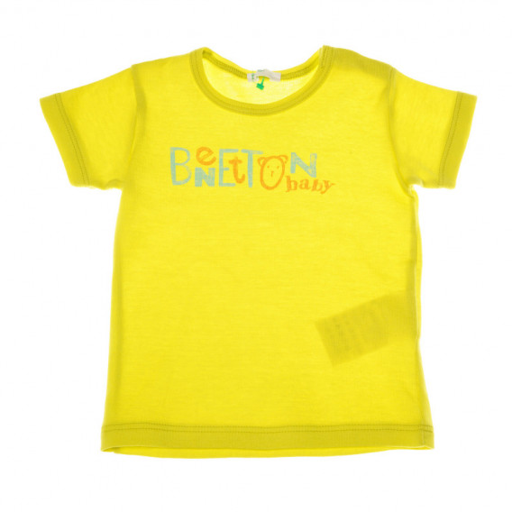 Памучна тениска за бебе жълта Benetton 130786 
