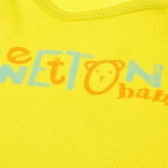 Памучна тениска за бебе жълта Benetton 130788 3