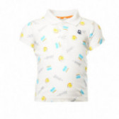 Маркова памучна тениска за бебе с яка и щампа за момиче, бяла Benetton 130832 