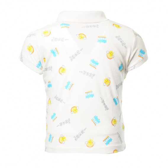 Маркова памучна тениска за бебе с яка и щампа за момиче, бяла Benetton 130833 2