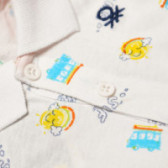 Маркова памучна тениска за бебе с яка и щампа за момиче, бяла Benetton 130835 4