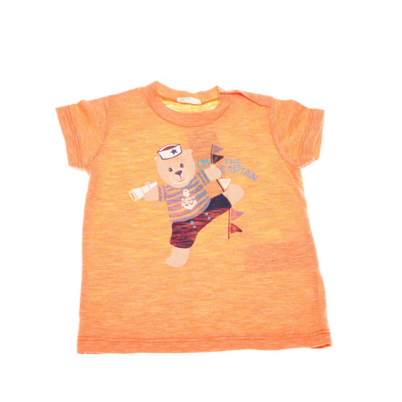 Тениска за бебе оранжева Benetton 130907 
