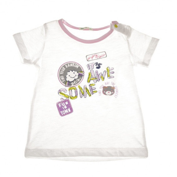 Тениска за бебе за момиче бяла Benetton 131021 