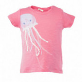 Памучна тениска за бебе за момиче розова Benetton 131027 