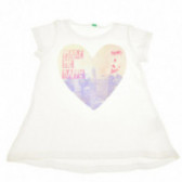 Памучна тениска за момиче бяла Benetton 131101 