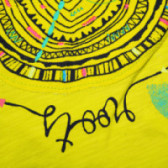 Памучна тениска за момиче жълта Benetton 131116 3