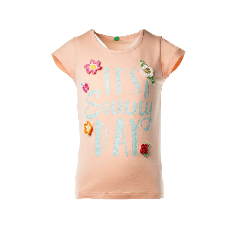 Памучна тениска за момиче розова  131138