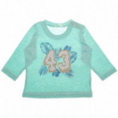 Памучна блуза с 3/4 ръкав за бебе зелена Benetton 131144 