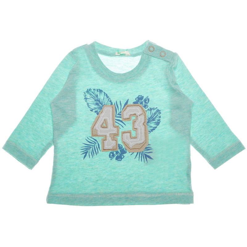Памучна блуза с 3/4 ръкав за бебе зелена  131144