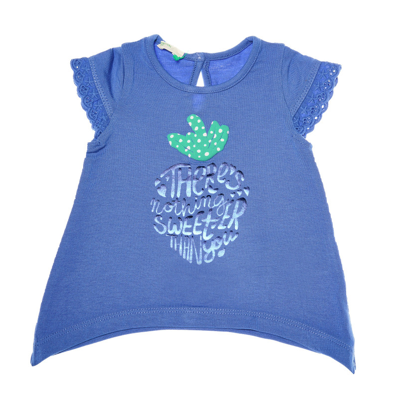 Памучна тениска за бебе за момиче синя  131204
