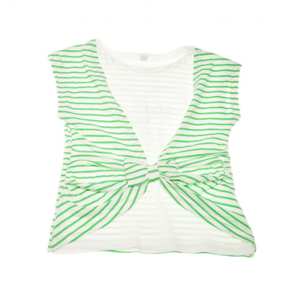 Памучна тениска за момиче зелена Benetton 131213 