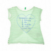 Памучна тениска за момиче зелена Benetton 131214 2