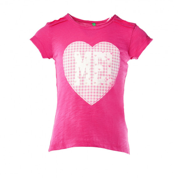 Памучна тениска за момиче розова Benetton 131370 