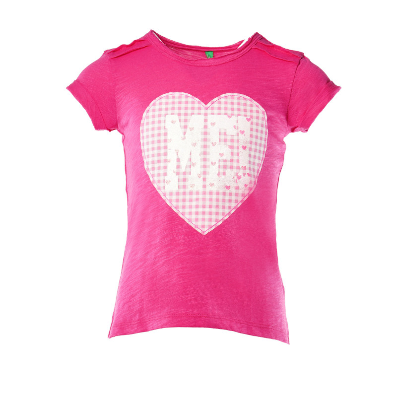 Памучна тениска за момиче розова  131370