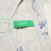 Маркова памучна тениска за момче с щампа, сива Benetton 131429 3