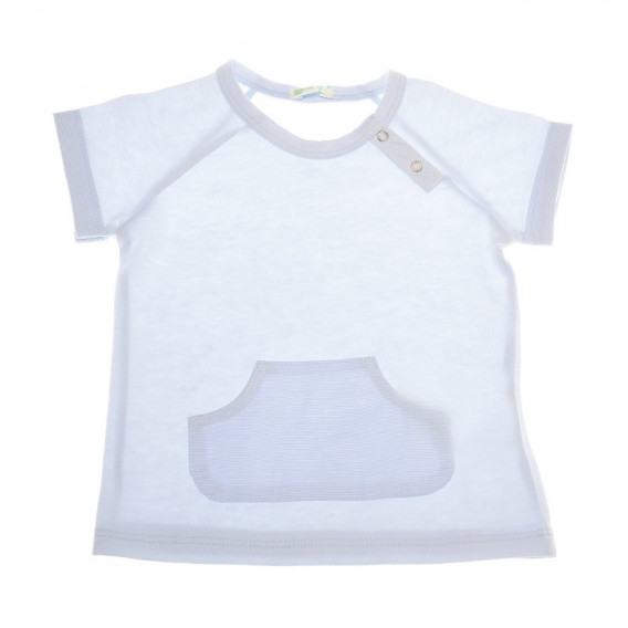 Памучна тениска за бебе за момче синя Benetton 131482 