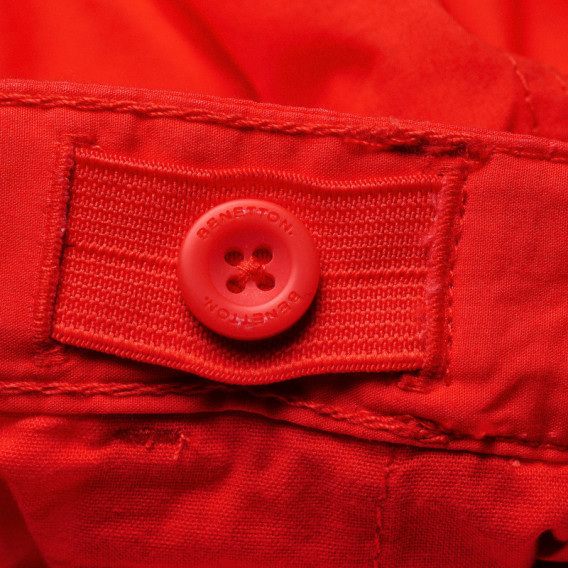 Памучни къси панталони с регулируема талия, червени Benetton 131558 4
