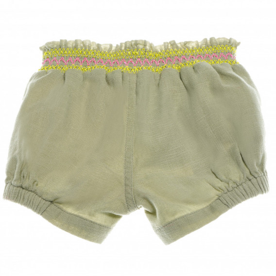 Памучни къси панталони за бебе за момиче зелени Benetton 131675 2